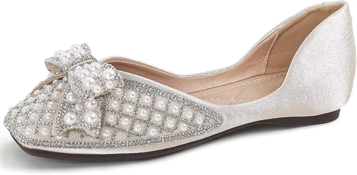 Hee grand Women Square Toe Crystals Shoes Glittering Rhinestone Wedding Dress Shoes Fashion Bridesmaid Shoes