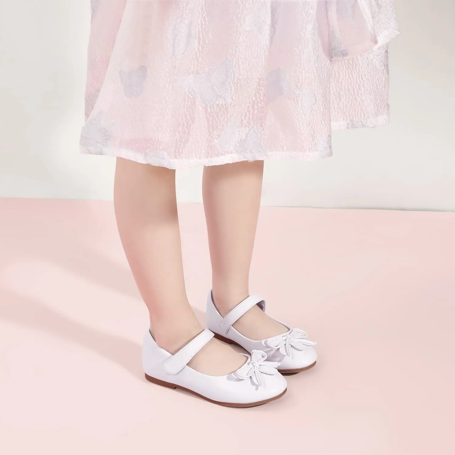 Hehainom Girls Dress Shoes, Flower Toddler/Little Kid Girl Shoes, Bowknot Mary Jane Ballerina Flat Shoes for School Party