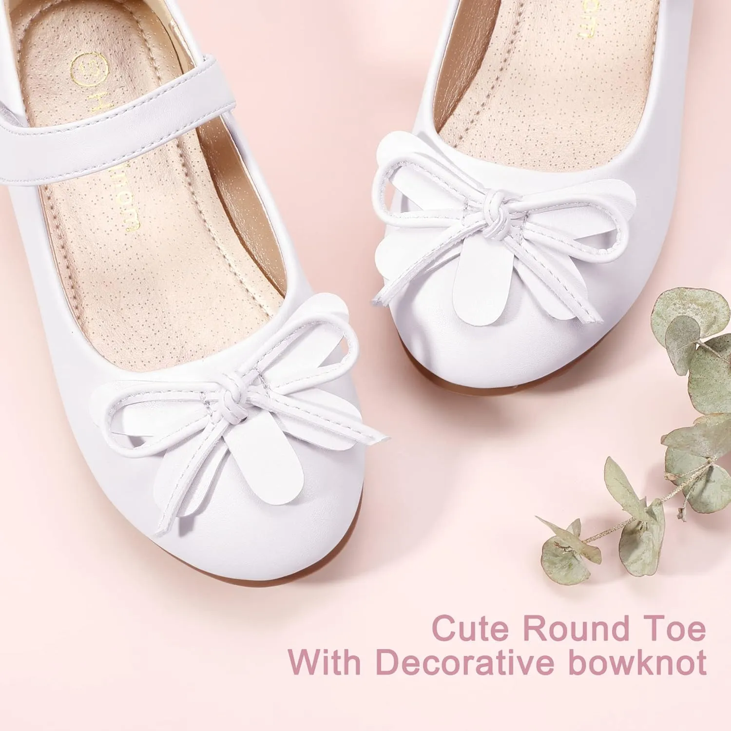Hehainom Girls Dress Shoes, Flower Toddler/Little Kid Girl Shoes, Bowknot Mary Jane Ballerina Flat Shoes for School Party