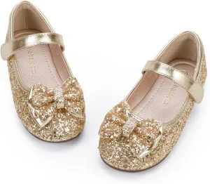 Hehainom Toddler Girls Flats Mary Jane Flower Girl Dress Shoes School Wedding Party Shoes