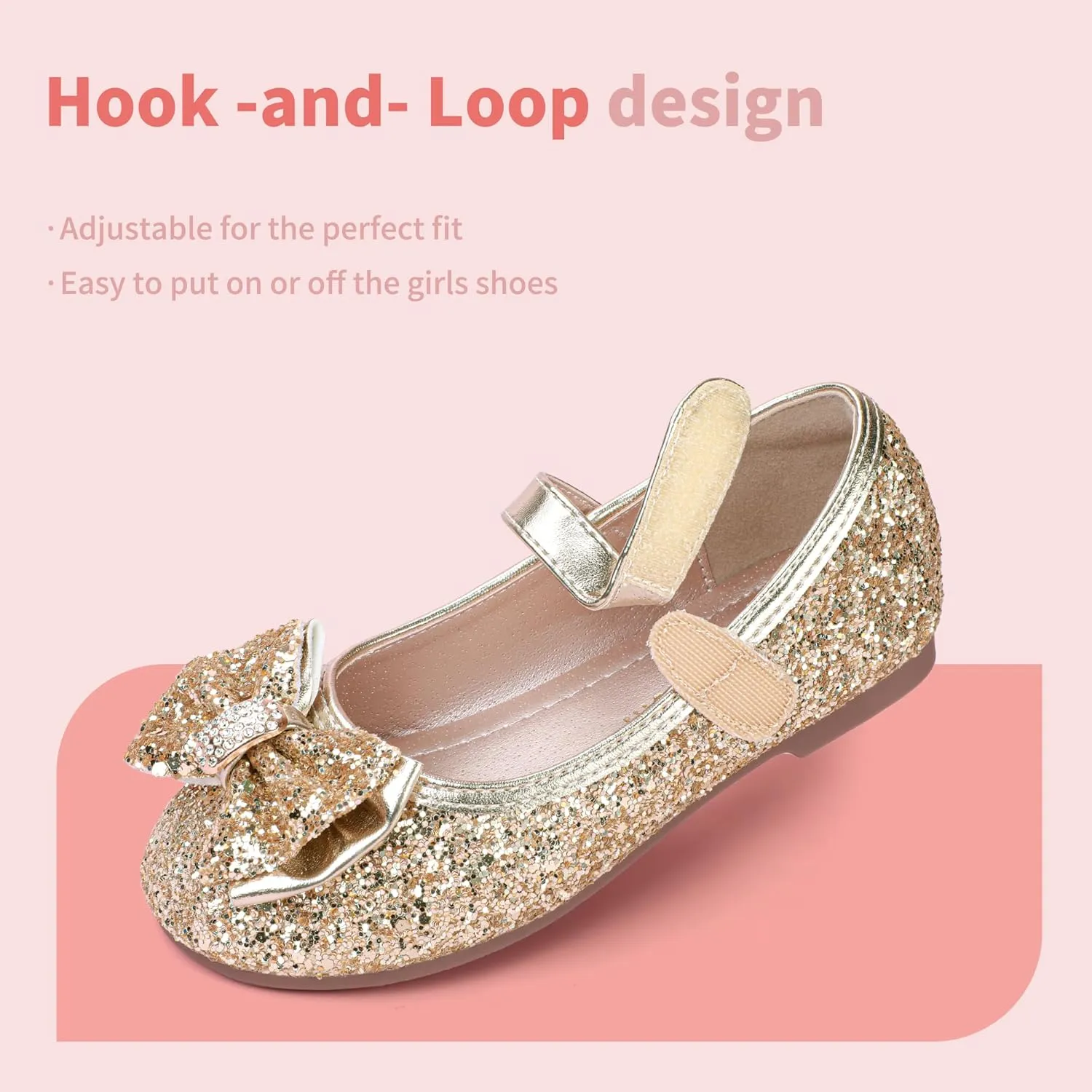 Hehainom Toddler Girls Flats Mary Jane Flower Girl Dress Shoes School Wedding Party Shoes