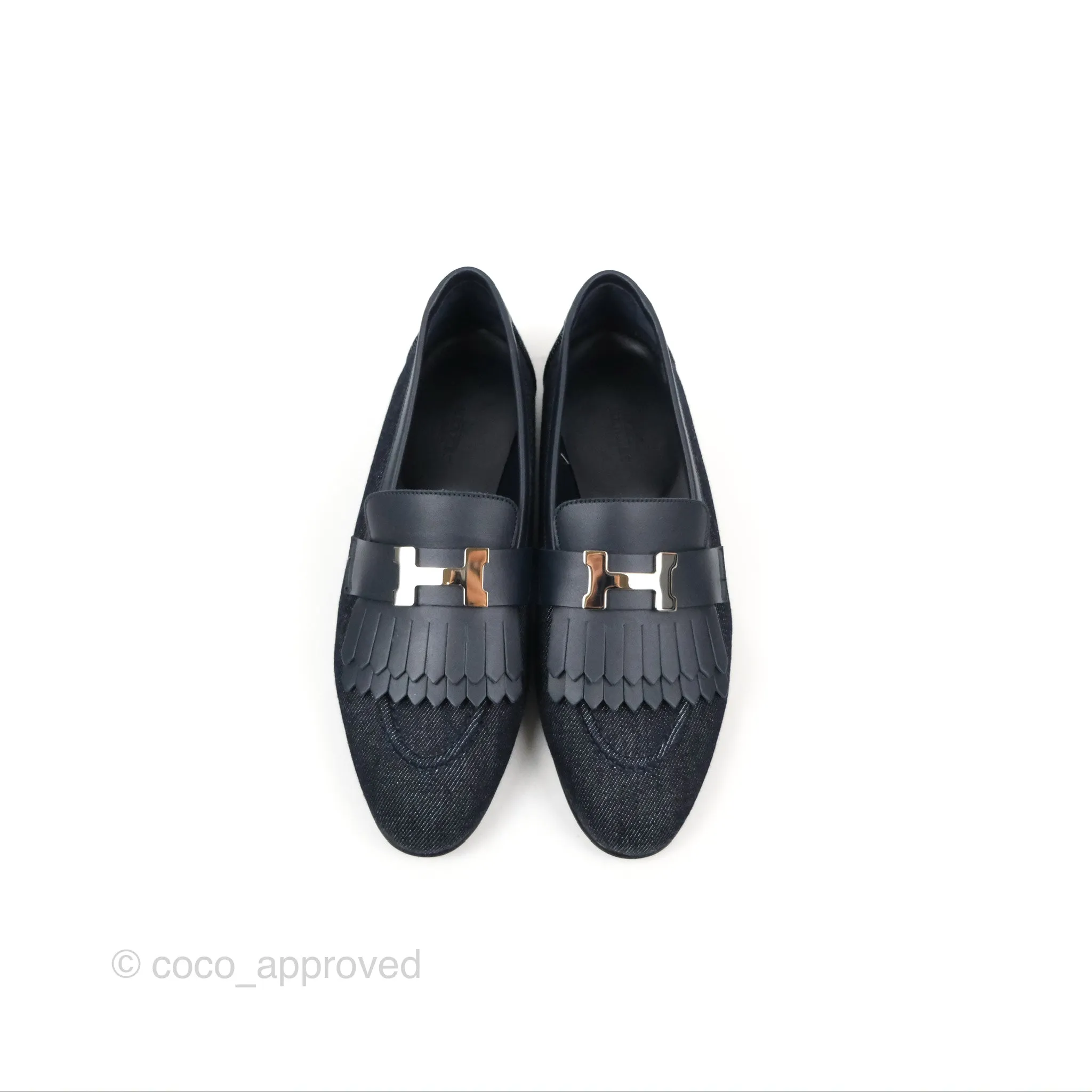 Hermès Royal Loafers Bleu Brut / Marine Denim Calfskin 37