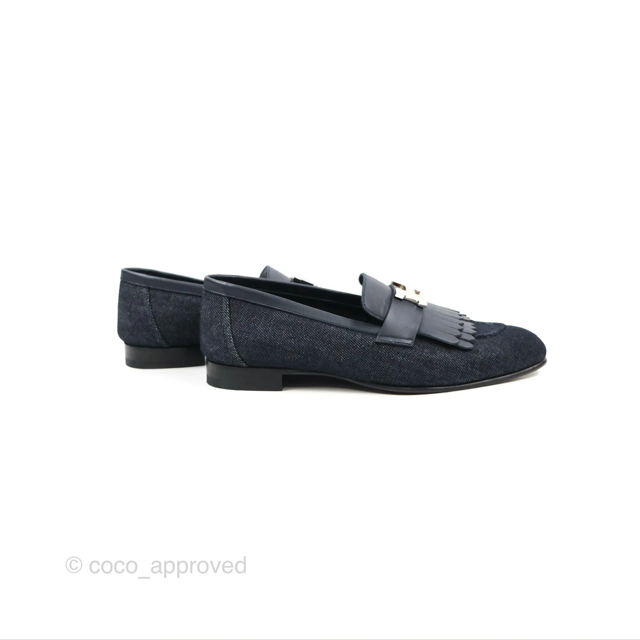 Hermès Royal Loafers Bleu Brut / Marine Denim Calfskin 37