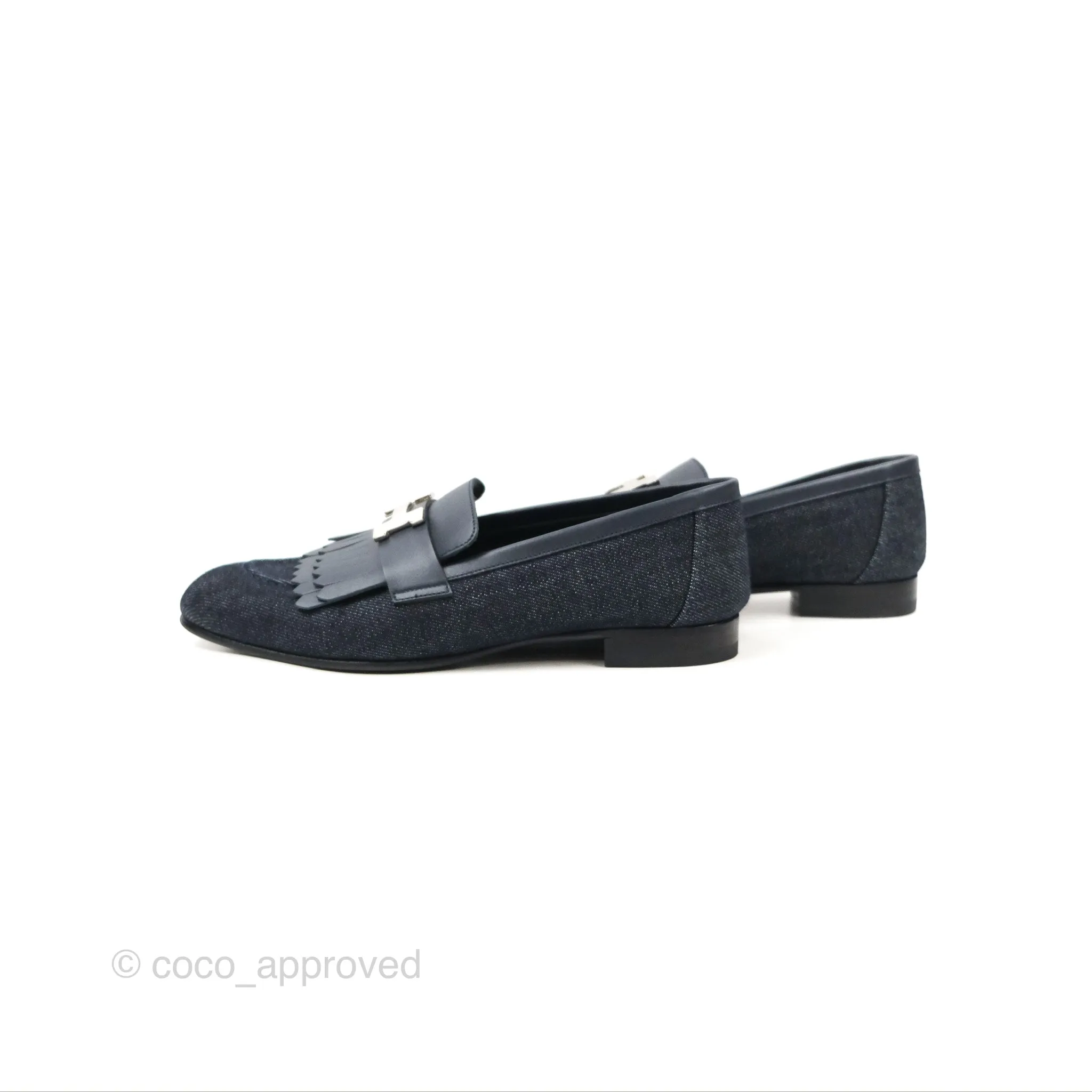 Hermès Royal Loafers Bleu Brut / Marine Denim Calfskin 37