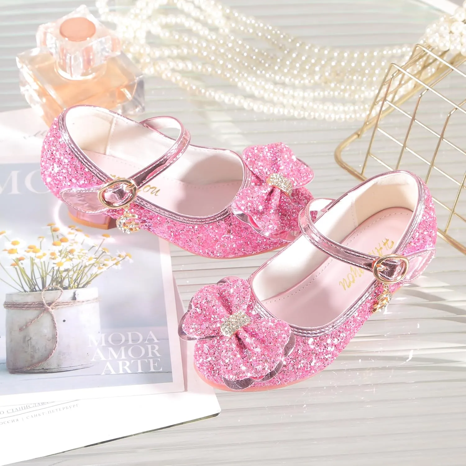 High Heels for Kids Princess Shoes Flats Wedding Party for Girls Toddler Little Kid