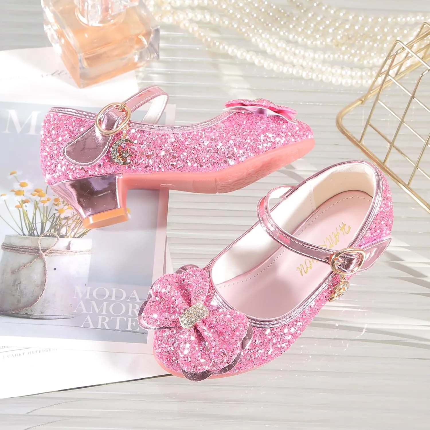 High Heels for Kids Princess Shoes Flats Wedding Party for Girls Toddler Little Kid