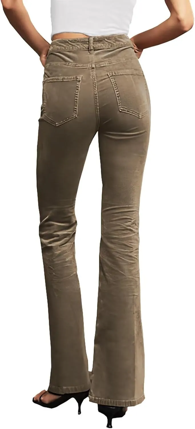 Hybrid & Company Super Comfy Stretch Women 5 Pockets Corduroy Boot Cut Pants