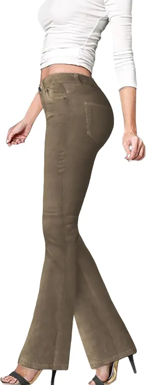 Hybrid & Company Super Comfy Stretch Women 5 Pockets Corduroy Boot Cut Pants