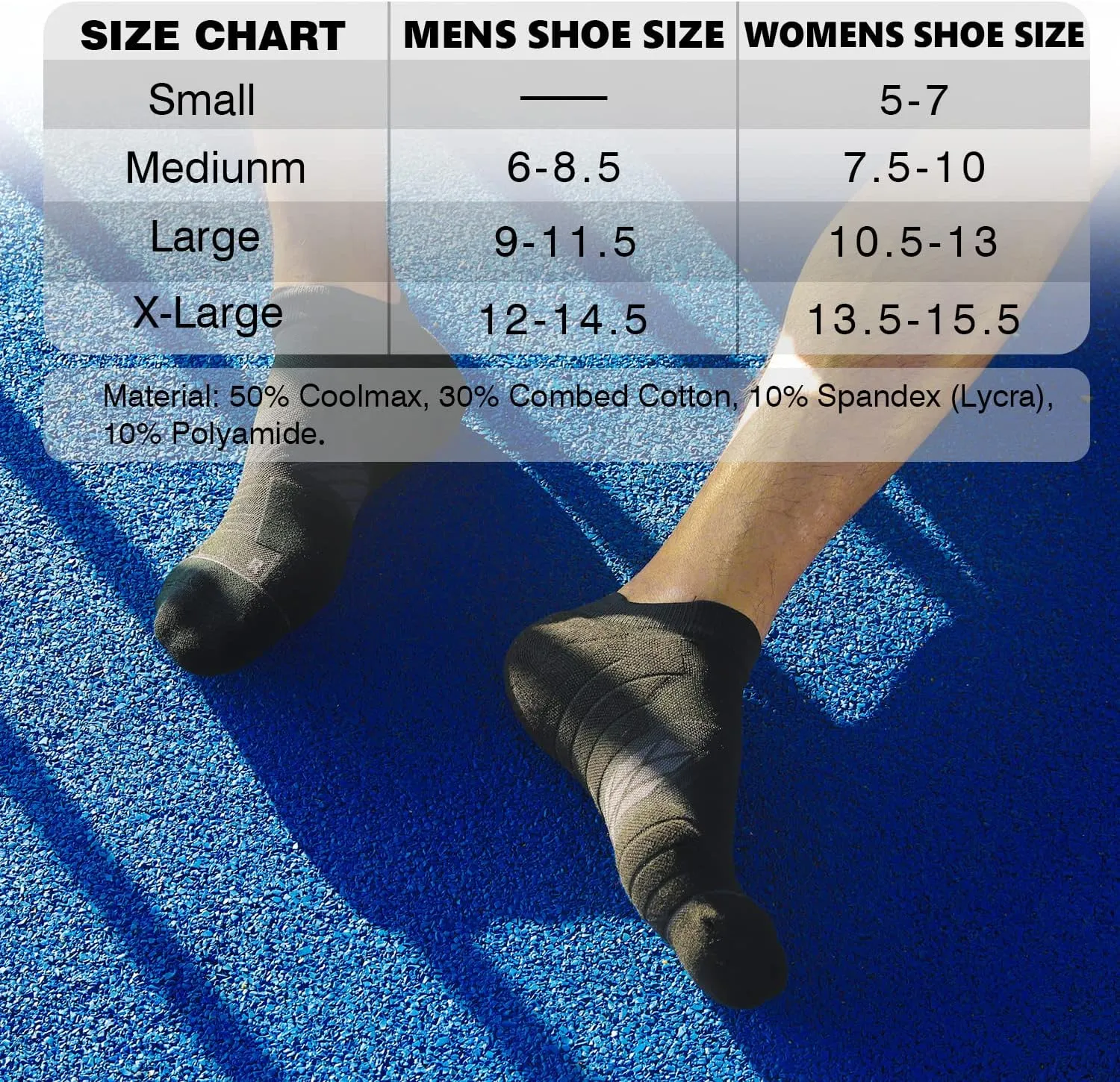 Hylaea No Show Running Athletic Anti-Blister Wicking Coolmax Socks, Seamless Anti-odor