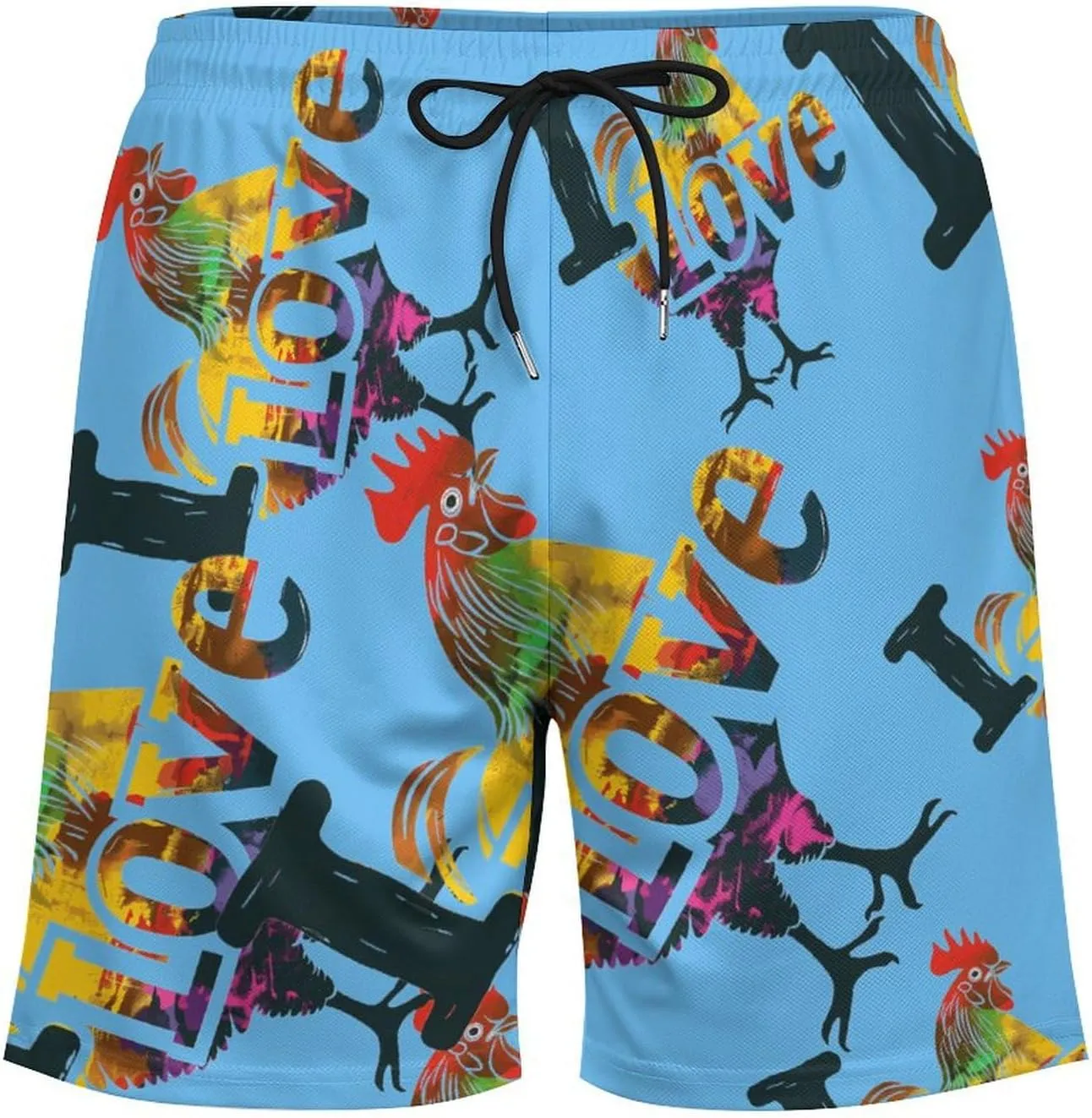 I Love Cock Men's Swim Trunks Quick Dry Board Shorts Swimwear Beach Shorts with Compression Liner