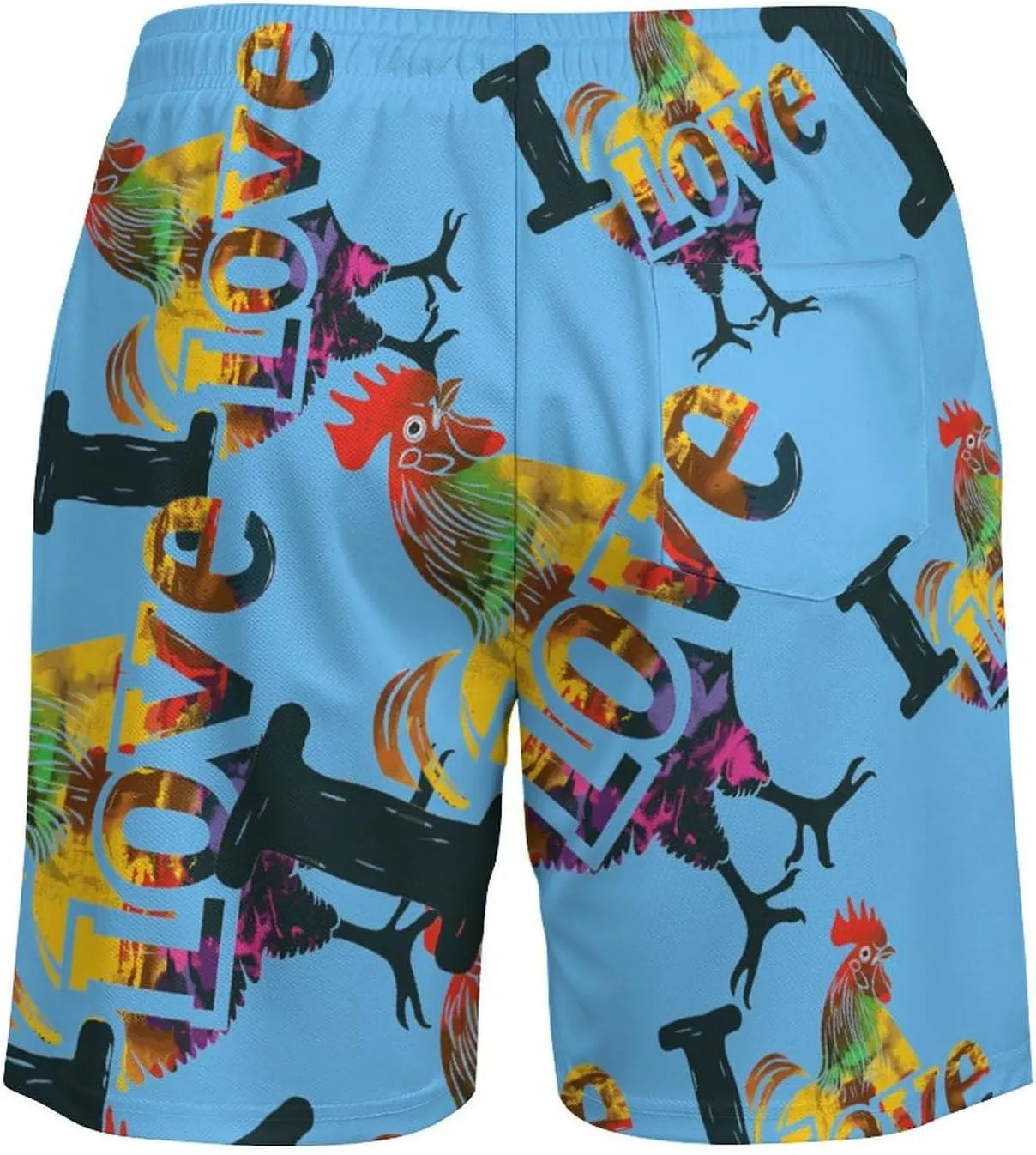 I Love Cock Men's Swim Trunks Quick Dry Board Shorts Swimwear Beach Shorts with Compression Liner