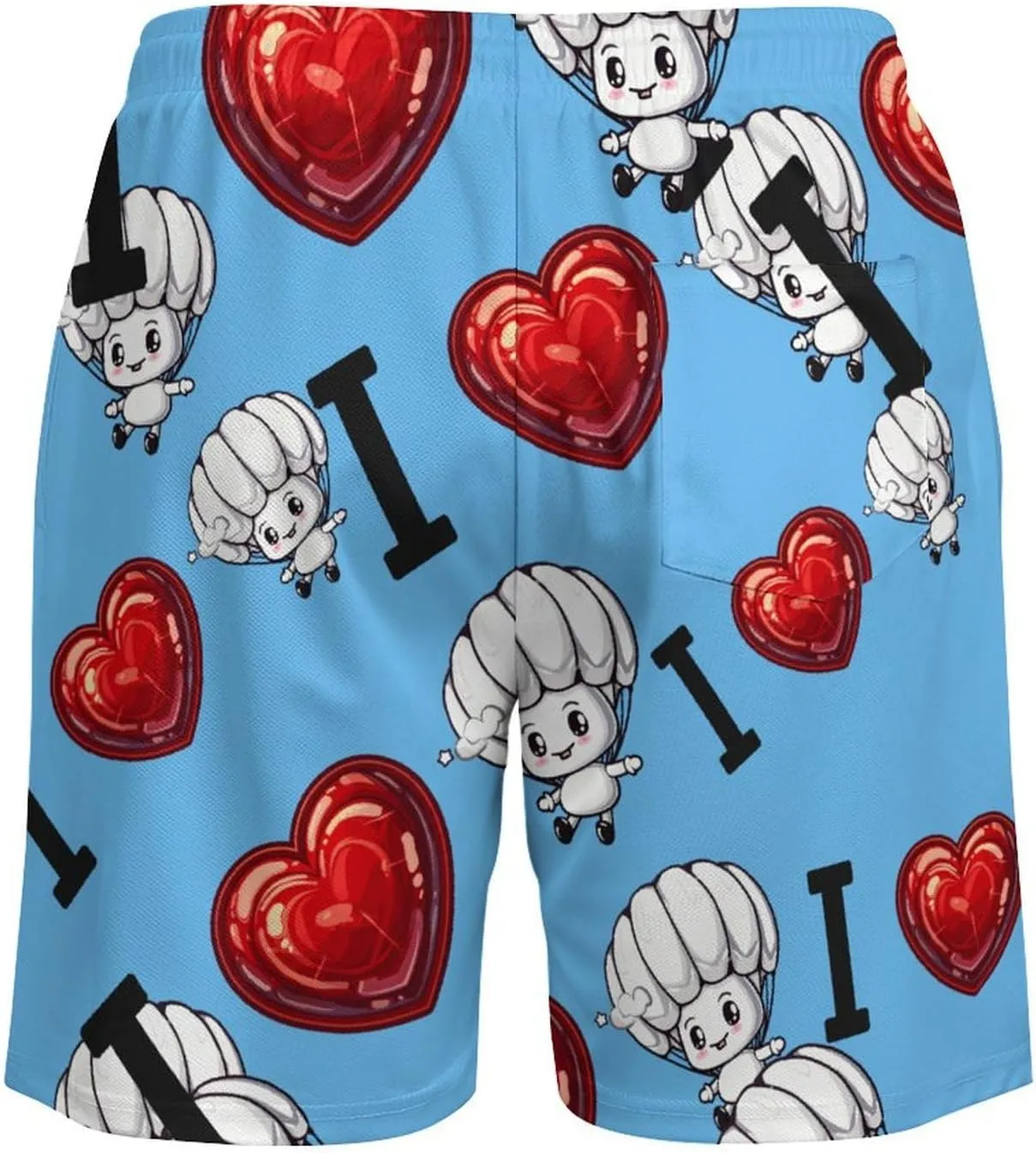 I Love Parachute Men's Swim Trunks Quick Dry Board Shorts Swimwear Beach Shorts with Compression Liner