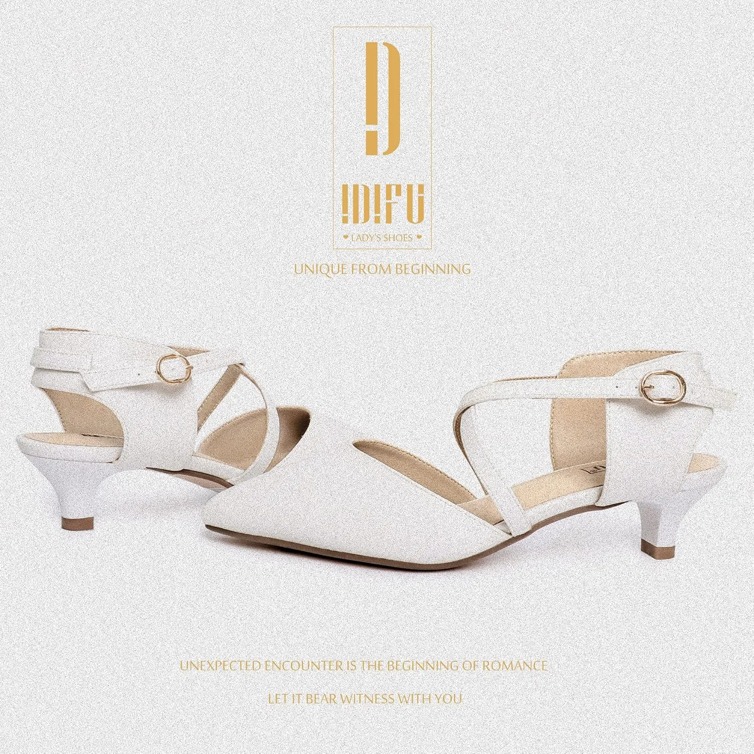 IDIFU Women's Sequins Wedding Kitten Small Heel Shoes Ankle Strap Bridal Bride Dance Dress Shoes - Silver Gold Black