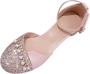 Infant Baby Girls Mary Jane Flats Bow Non-slip Moccasins Rubber Sole Mary Jane Crib Shoes Baptism Dress Shoes