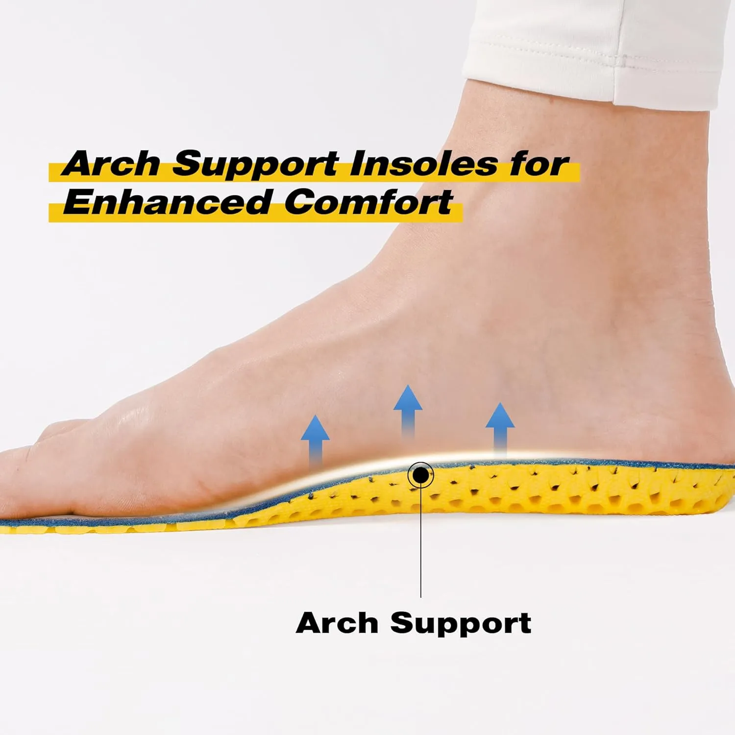 Insoles for Shoes and Work Boots Memory Foam Insoles for Men and Women Shock Absorbing Breathable Replacement Insoles for Running Sports Shoes