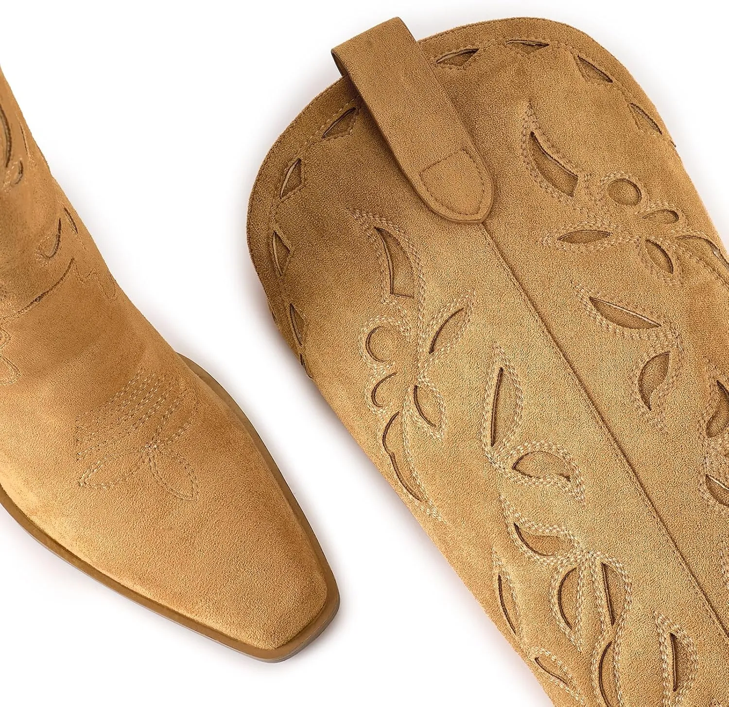 ISNOM Knee High Cowboy Cowgirl Boots for Women, Western Boots with Pull On Tab, Chunky Heel Design, Unique and Stylish