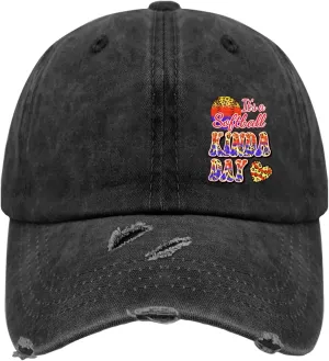 It's A Softballs Kinda Day Hat for Mens Washed Distressed Baseball Caps Classic Washed Dad Hats Cotton