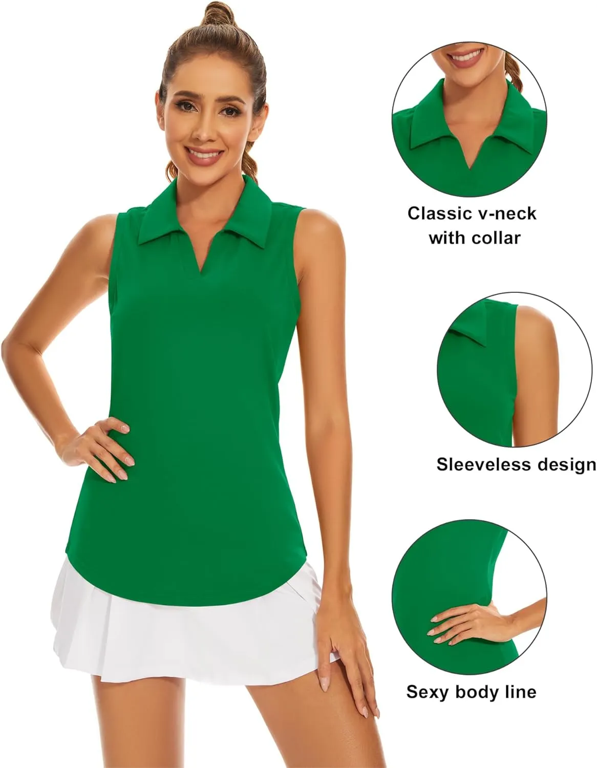 Ivicoer Womens Golf Shirt Polo Short Sleeve,Sleeveless,Long Sleeve Tennis Collared Top Athletic Clothes for Ladies