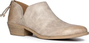 J. Adams Chronos Booties for Women - Low Heel Womens Booties for Women - Stone Vegan Leather - 5.5