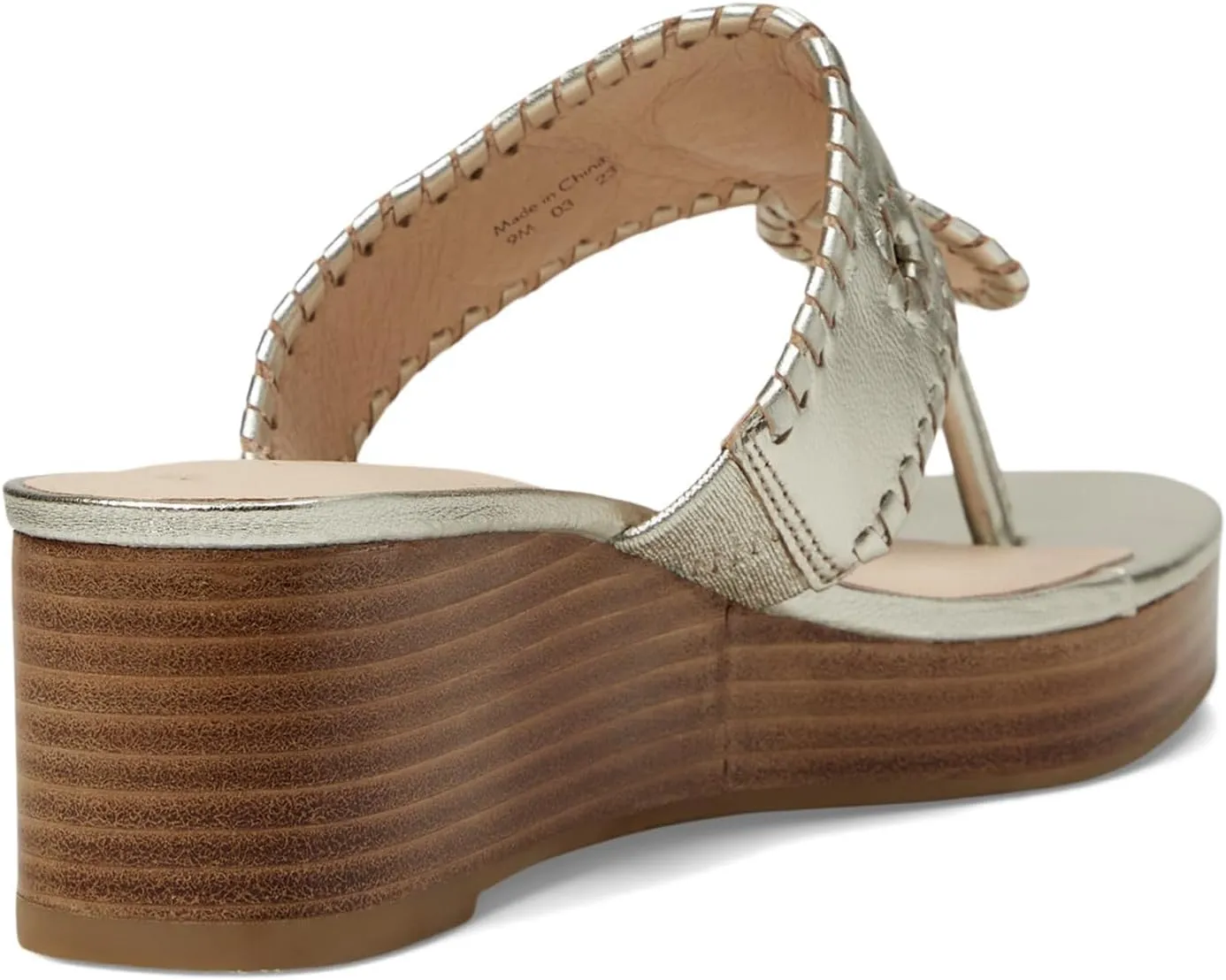 Jack Rogers Jacks Mid Wedge Stacked Heels for Women - Leather Upper - Leather Lining & Insole - Round-Toe