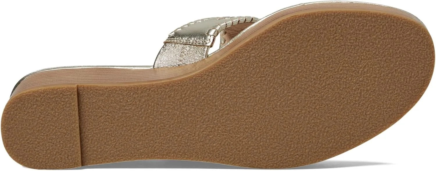 Jack Rogers Jacks Mid Wedge Stacked Heels for Women - Leather Upper - Leather Lining & Insole - Round-Toe