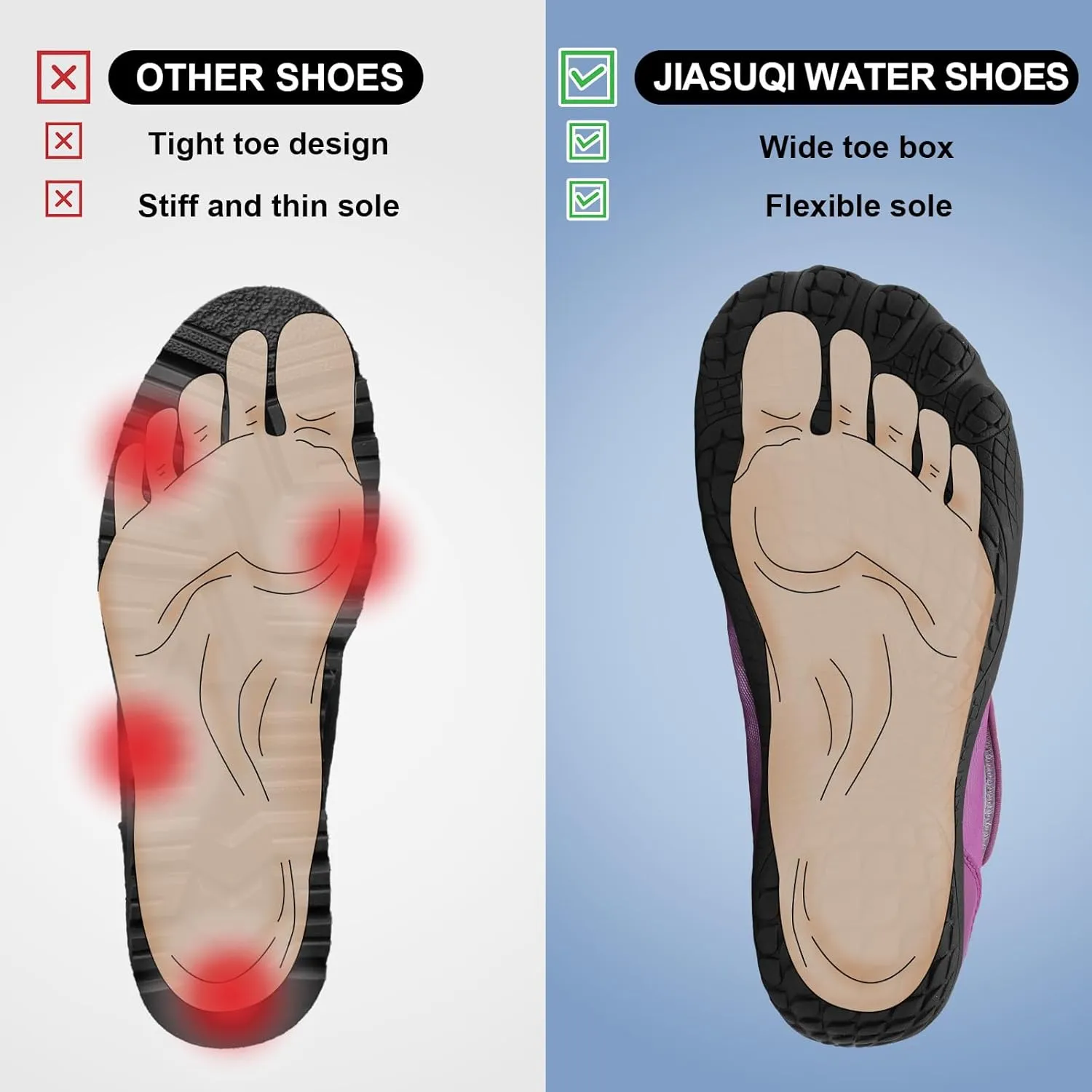 JIASUQI Water Shoes for Men Women Barefoot Swim Beach Shoes Quick Dry Hiking Shoes Sneakers for Adults