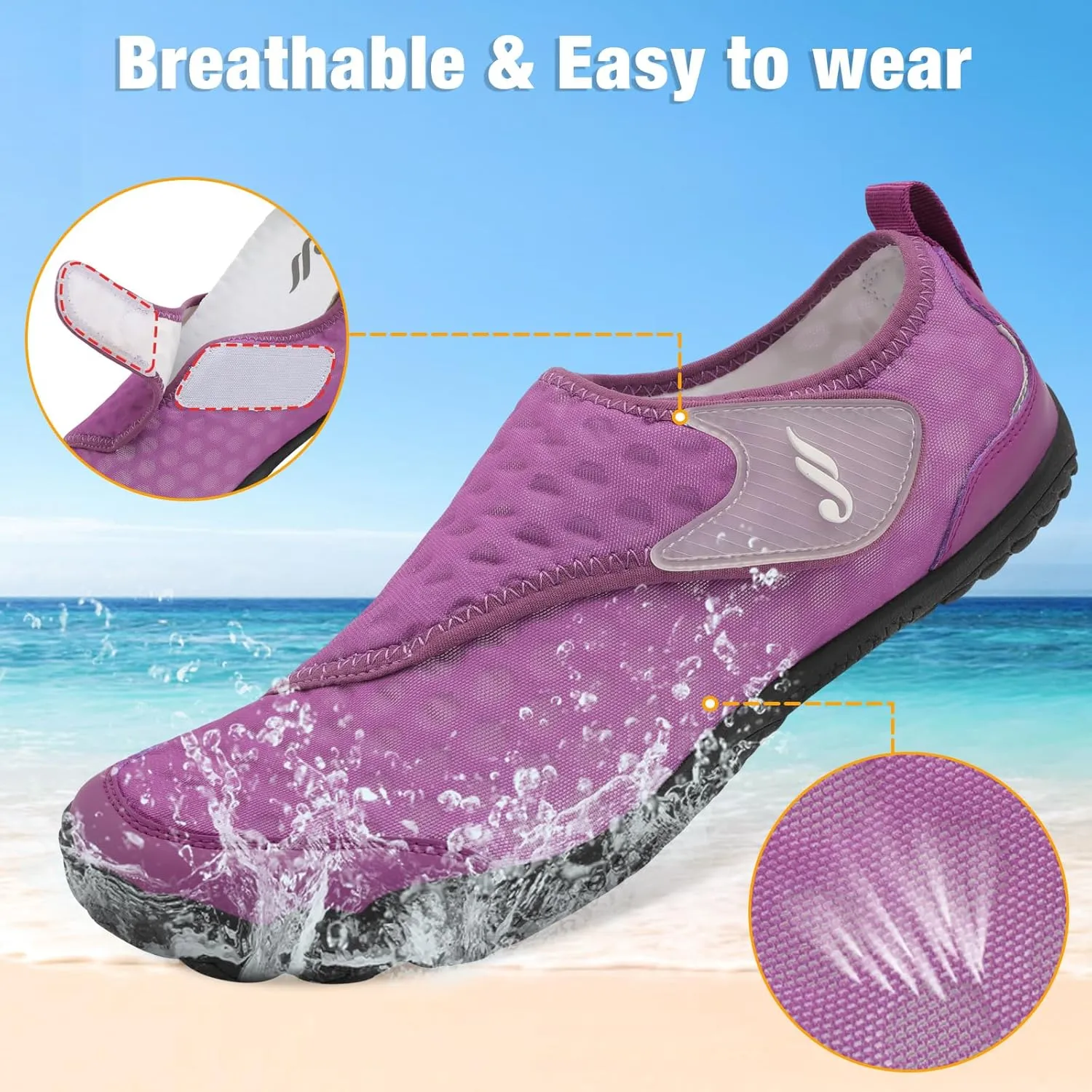 JIASUQI Water Shoes for Men Women Barefoot Swim Beach Shoes Quick Dry Hiking Shoes Sneakers for Adults