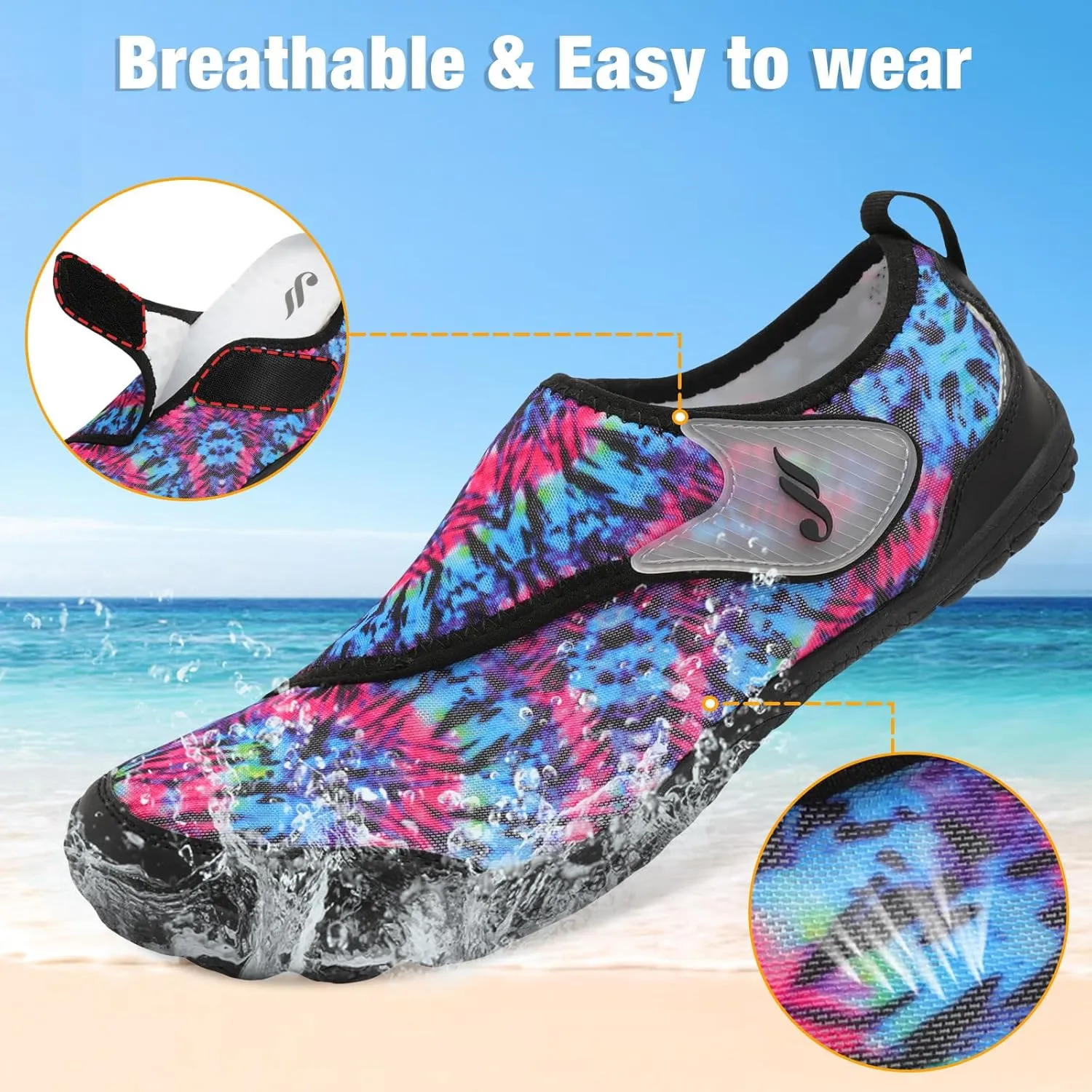 JIASUQI Water Shoes for Men Women Barefoot Swim Beach Shoes Quick Dry Hiking Shoes Sneakers for Adults
