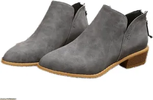 JITUUE Ankle Booties for Women,Women's Casual Dress Low Heeled Booties. V Cut Fashion Thick Heel Design Shoes