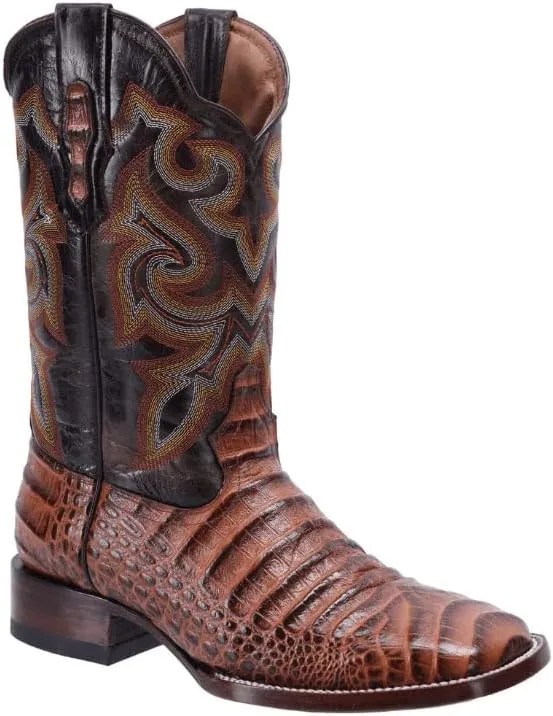 Joe Boots JB704 Caiman Print Leather Men's Western Boots: Square Toe Cowboy Boots & Rodeo Boots