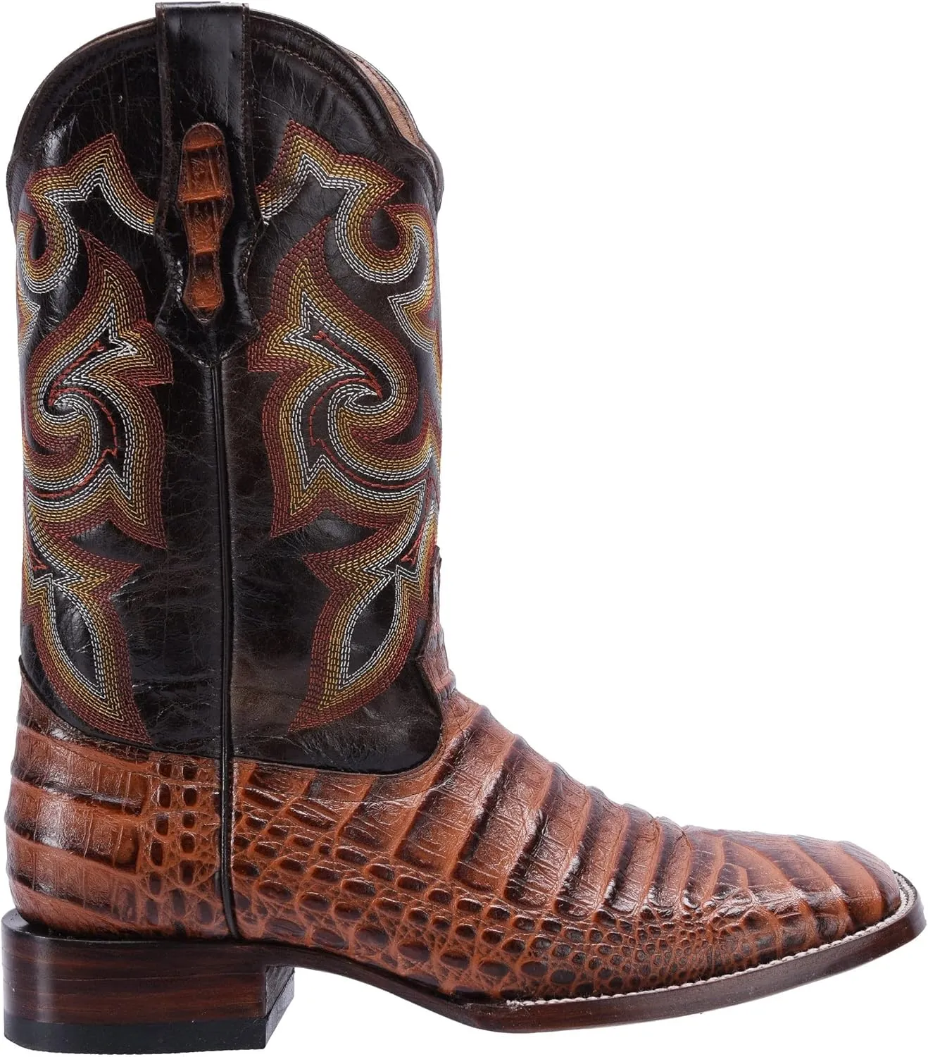 Joe Boots JB704 Caiman Print Leather Men's Western Boots: Square Toe Cowboy Boots & Rodeo Boots