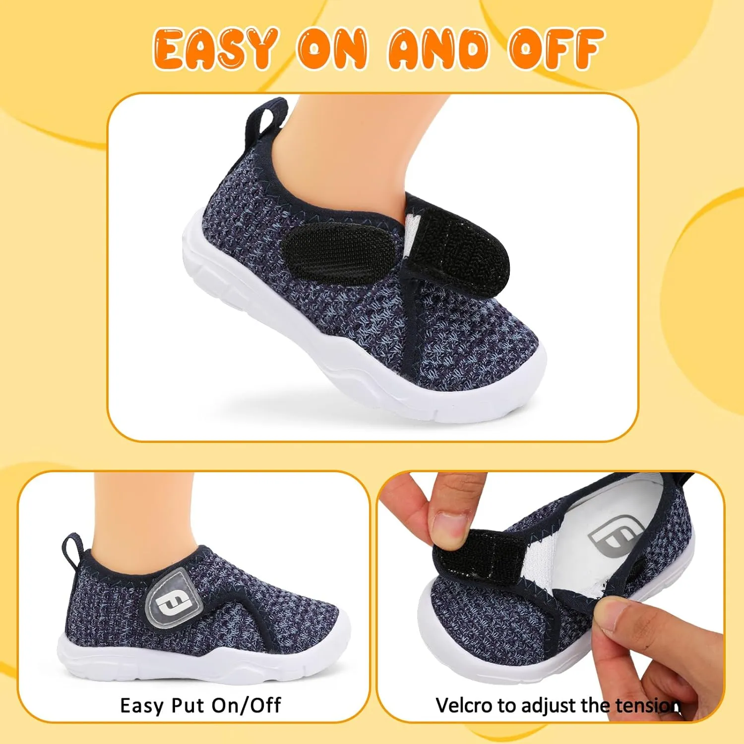 JOINFREE Toddler Boys Girls Barefoot Shoes Breathable Kids Sneakers Lightweight Walking Shoes Slip On Tennie Shoes Wide School Shoes