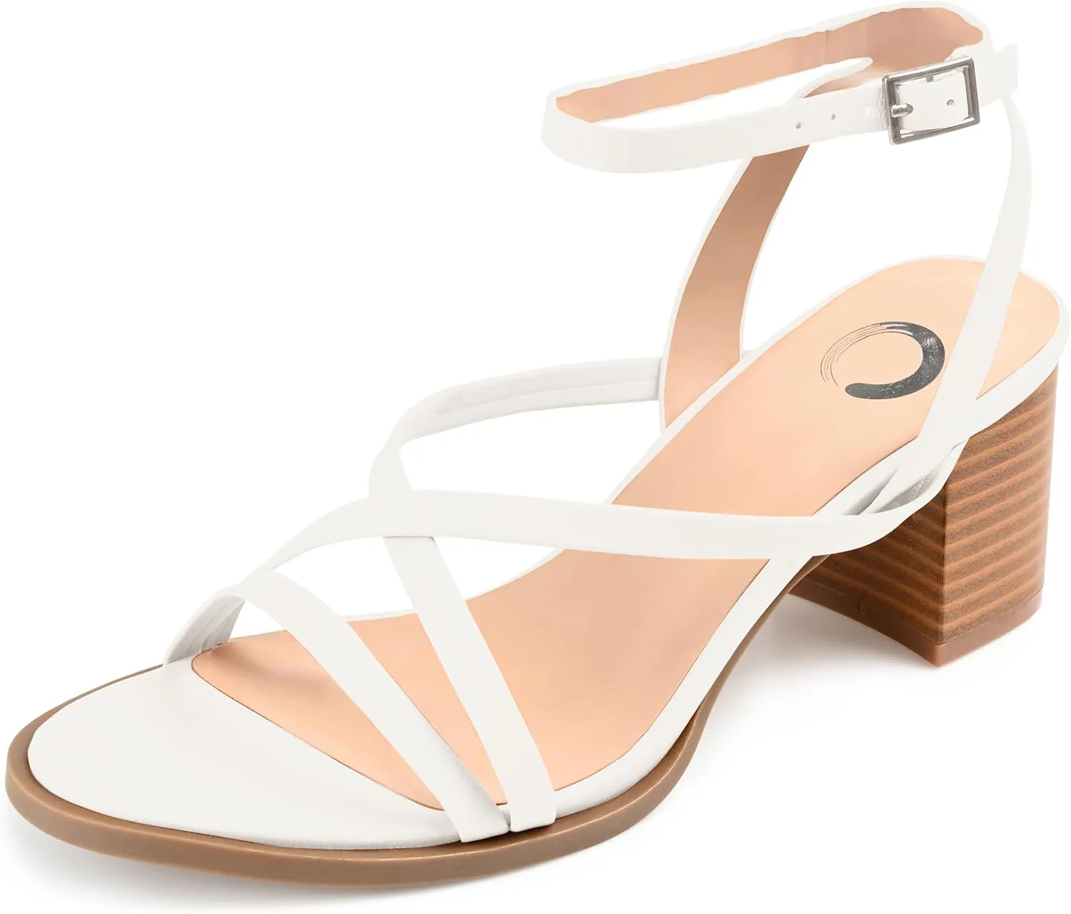 Journee Womens Anikah Buckle Ankle Strap Stacked Heel Dress Sandals