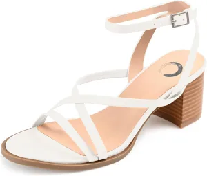 Journee Womens Anikah Buckle Ankle Strap Stacked Heel Dress Sandals