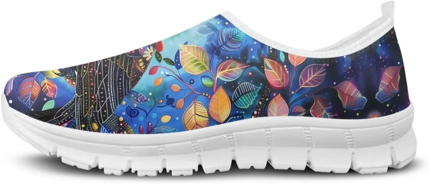JoyLamoria Womens Floral Skull Print Low Top Lightweight Walking Shoes Girls Go Easy Travel Shoes Art Comfy Sneakers