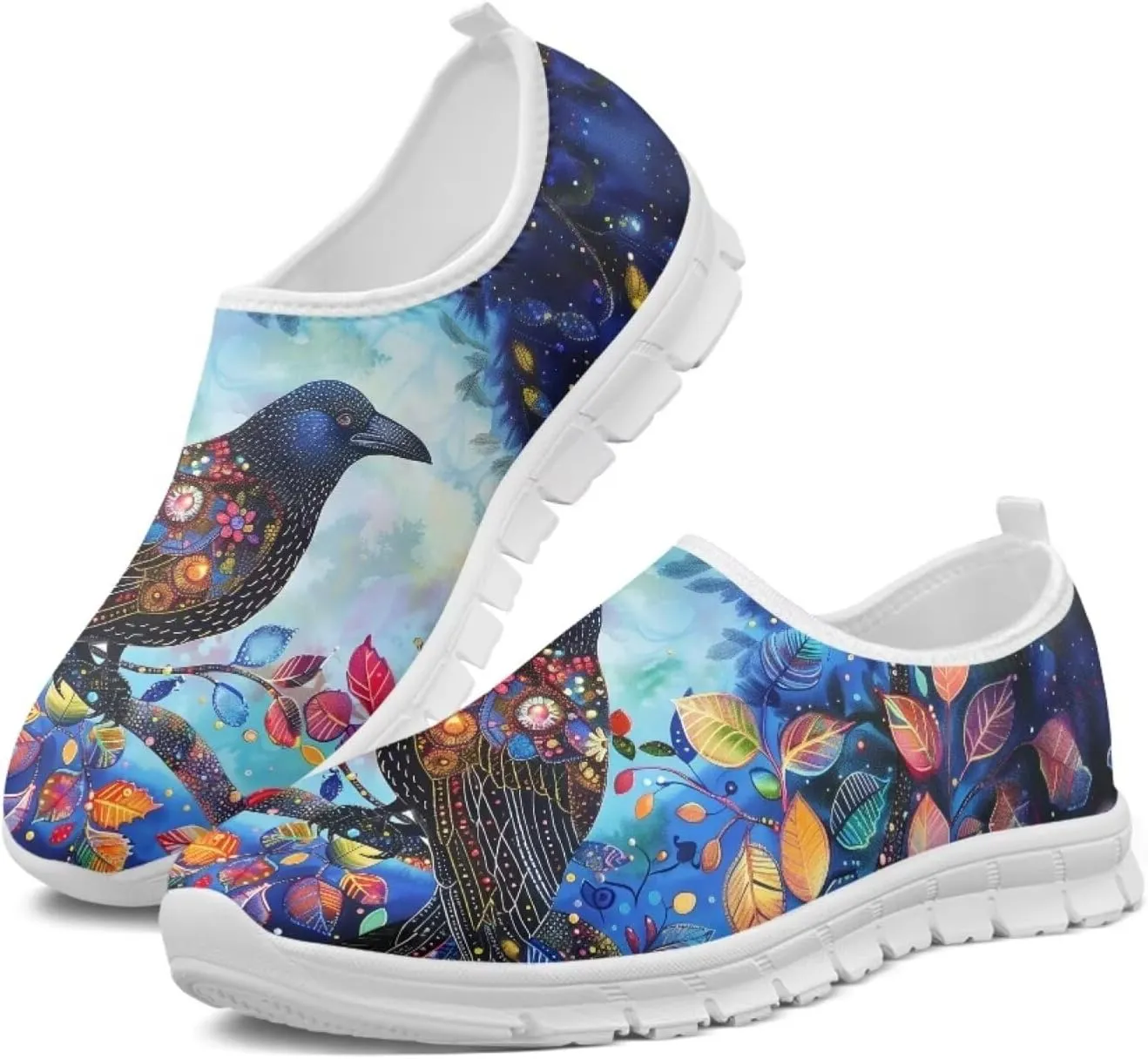 JoyLamoria Womens Floral Skull Print Low Top Lightweight Walking Shoes Girls Go Easy Travel Shoes Art Comfy Sneakers