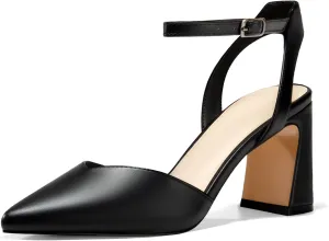 Juliet Holy Womens Closed Toe Heels Chunky Block Heel Ankle Strap Pumps Slingback Heeled Sandals