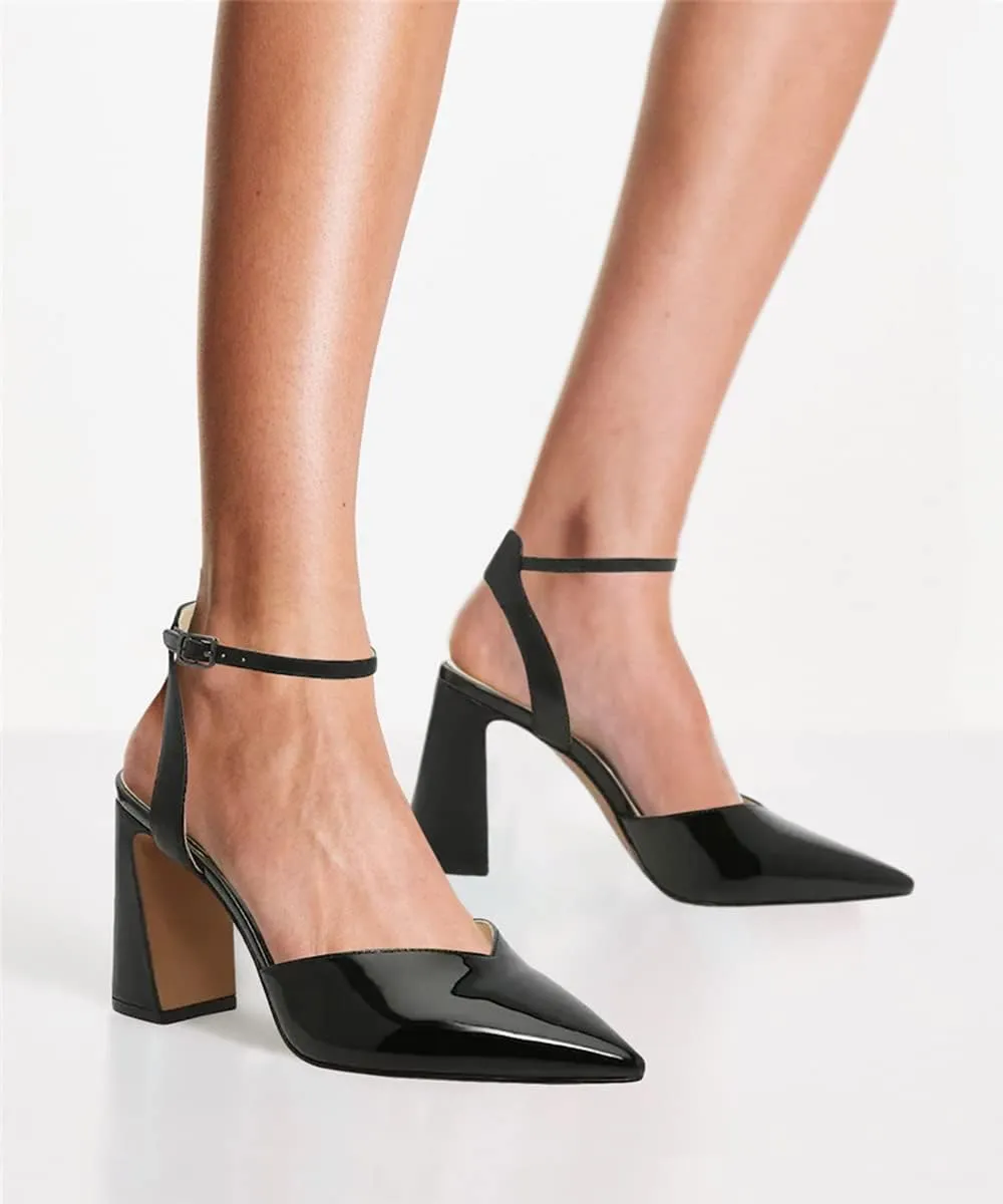Juliet Holy Womens Closed Toe Heels Chunky Block Heel Ankle Strap Pumps Slingback Heeled Sandals