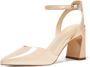 Juliet Holy Womens Closed Toe Heels Chunky Block Heel Ankle Strap Pumps Slingback Heeled Sandals