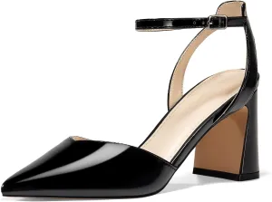Juliet Holy Womens Closed Toe Heels Chunky Block Heel Ankle Strap Pumps Slingback Heeled Sandals