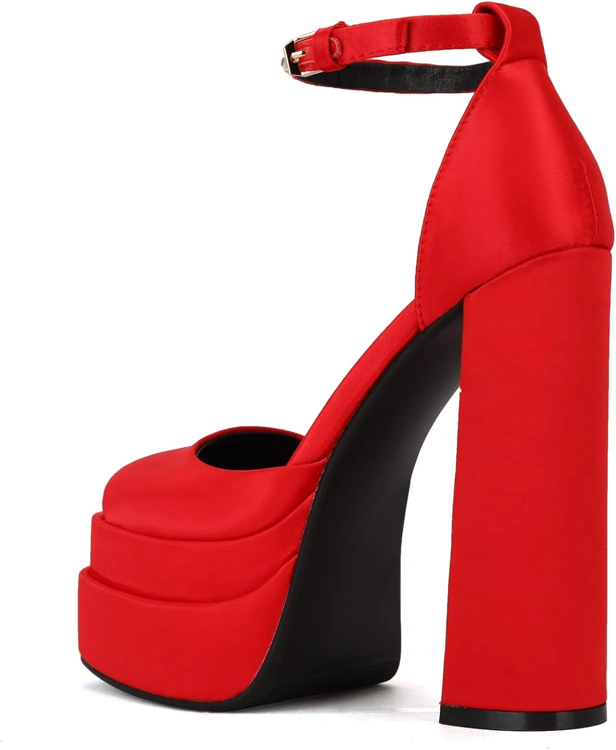 keleimusi Strappy Platform Pumps Lace-Up Square Toe Patent Leather High Blocked Chunky Sandals for Women