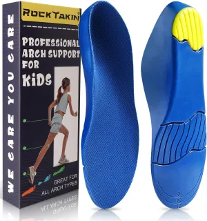 Kids Arch Support Shoe Insoles, Unisex Orthotics Shoe Insoles with PU Foam Cushioning for Flat Feet, Plantar Fasciitis, Heel Pain Relief
