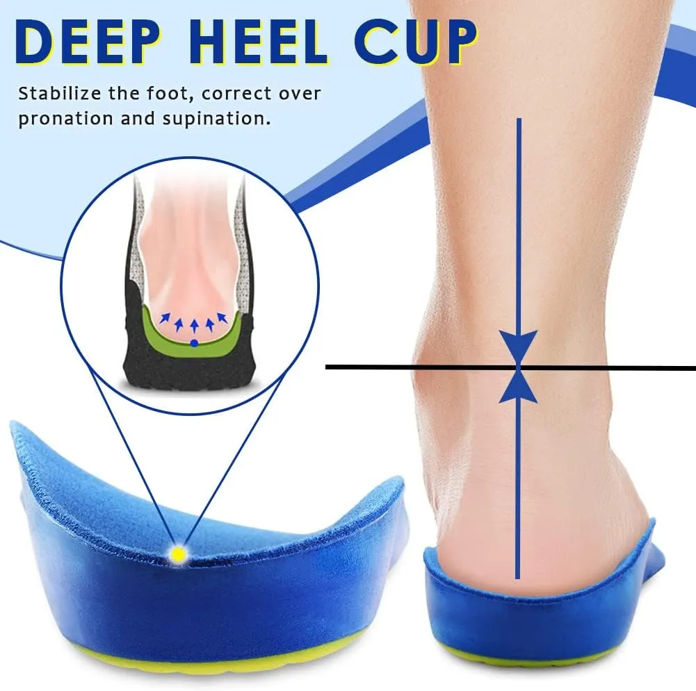 Kids Arch Support Shoe Insoles, Unisex Orthotics Shoe Insoles with PU Foam Cushioning for Flat Feet, Plantar Fasciitis, Heel Pain Relief
