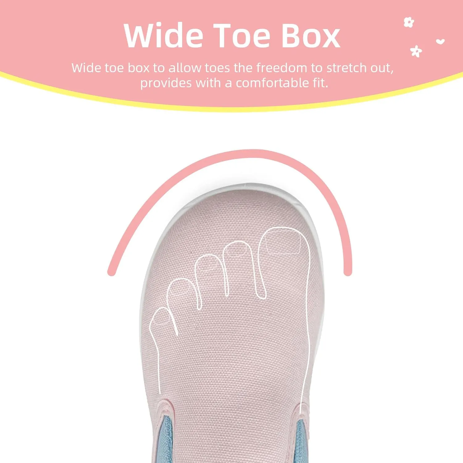 Kids Shoes Canvas Sneakers Kids Slip on Wide Toe Box Barefoot Shoes Comfortable Lightweight Running Tennis Athletic Sports Sneakers for Boys Girls