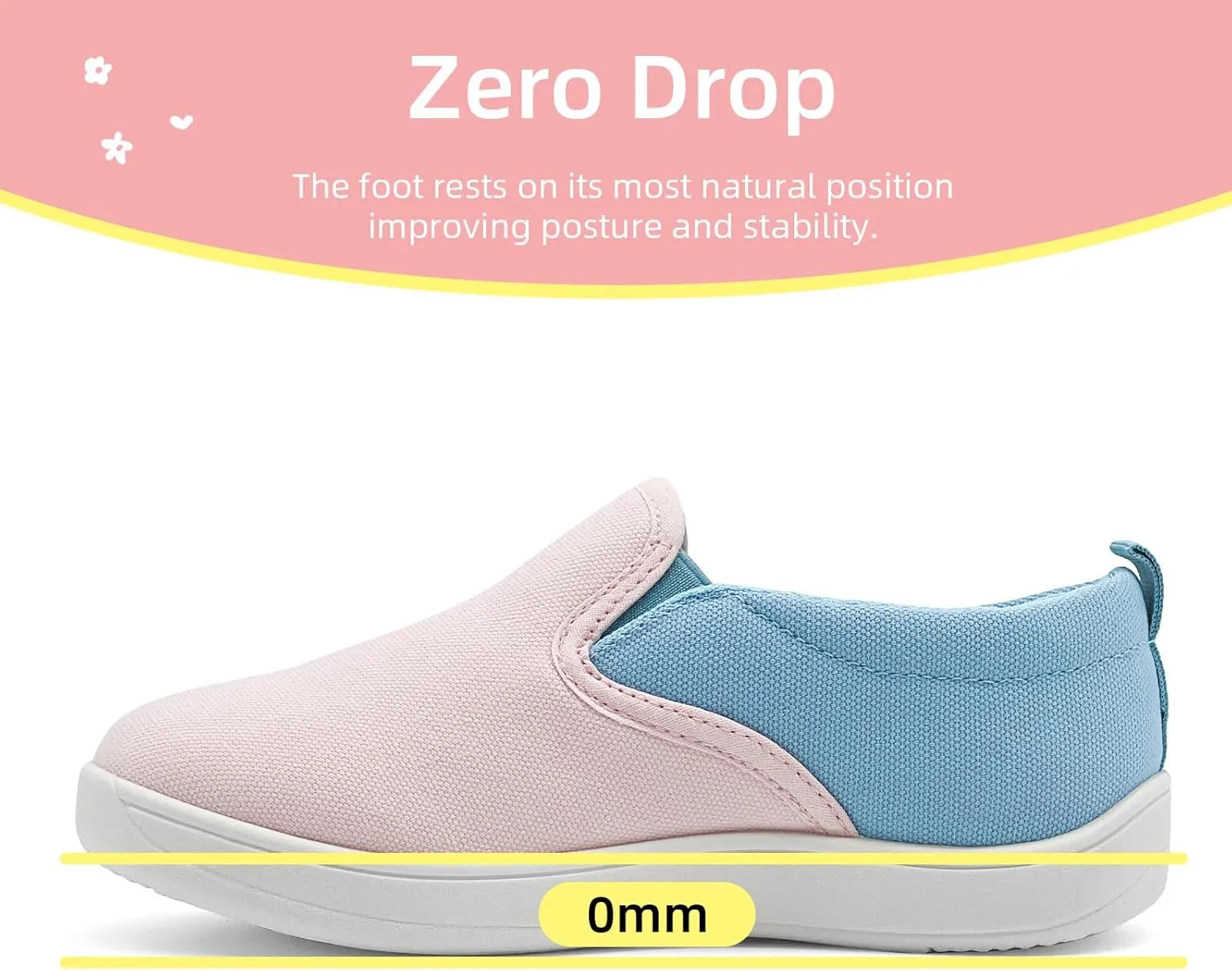 Kids Shoes Canvas Sneakers Kids Slip on Wide Toe Box Barefoot Shoes Comfortable Lightweight Running Tennis Athletic Sports Sneakers for Boys Girls