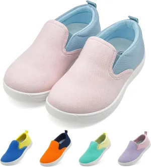 Kids Shoes Canvas Sneakers Kids Slip on Wide Toe Box Barefoot Shoes Comfortable Lightweight Running Tennis Athletic Sports Sneakers for Boys Girls