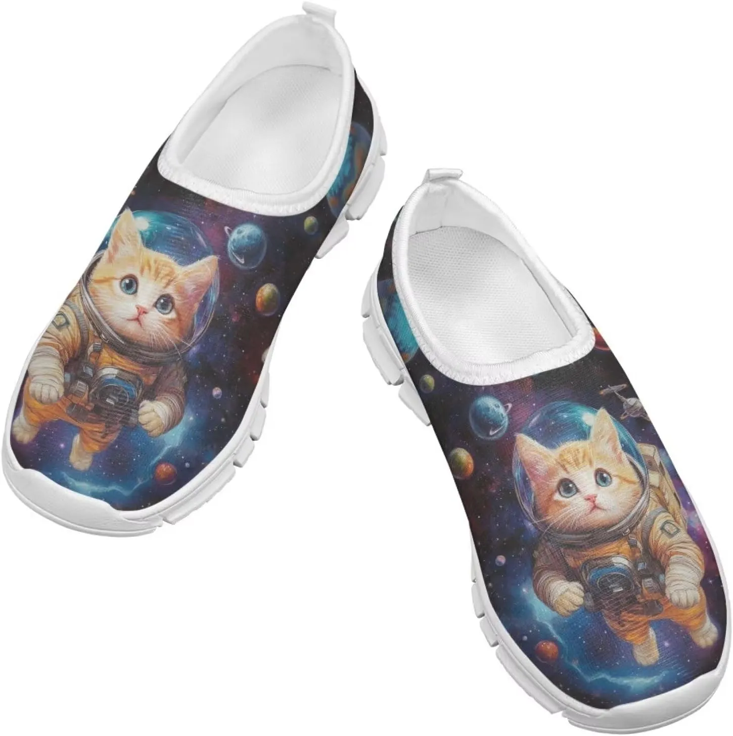 Kids Slip On Shoes Boys Sneakers Gym Shoes Space Themed Tennis Shoes