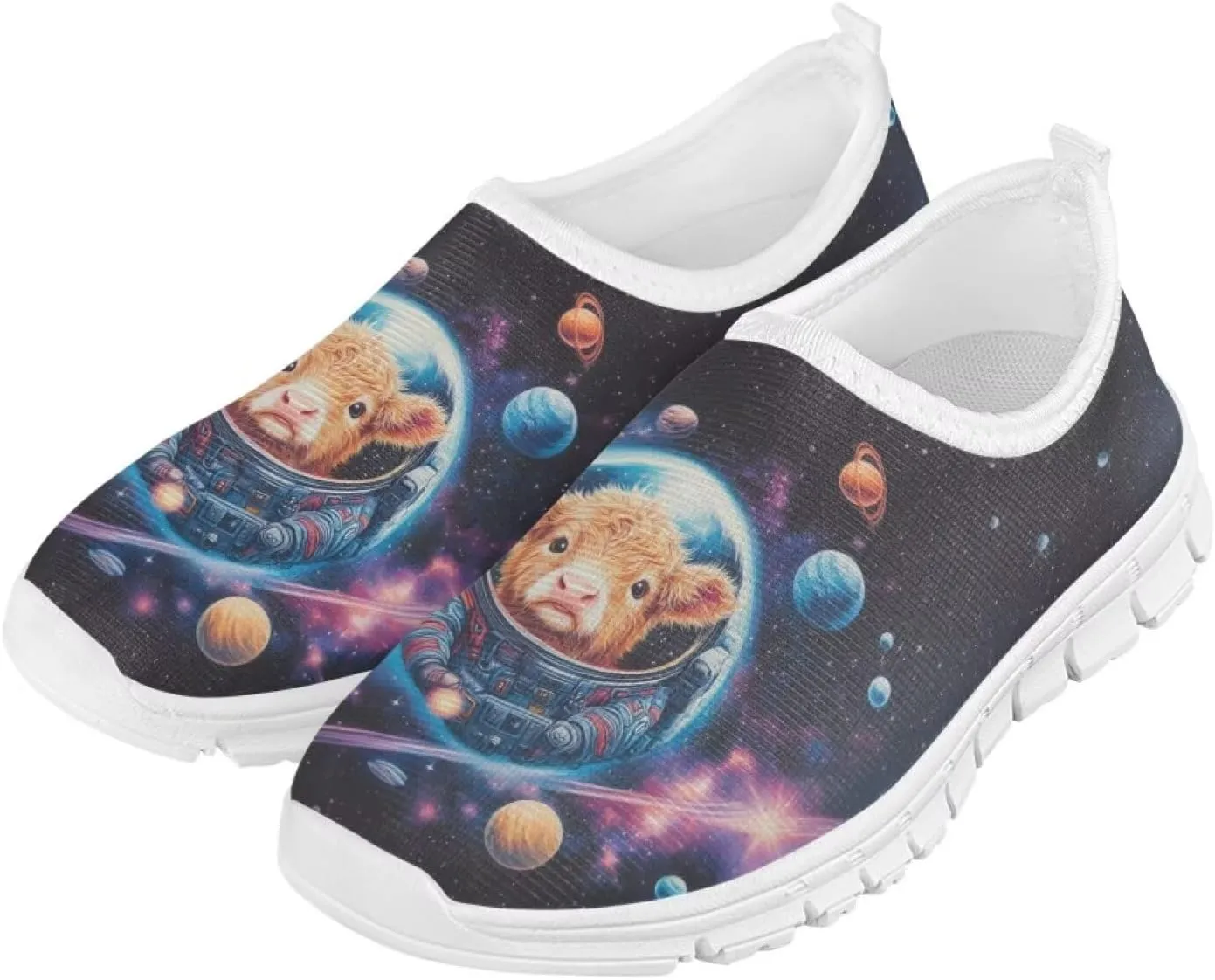 Kids Slip On Shoes Boys Sneakers Gym Shoes Space Themed Tennis Shoes