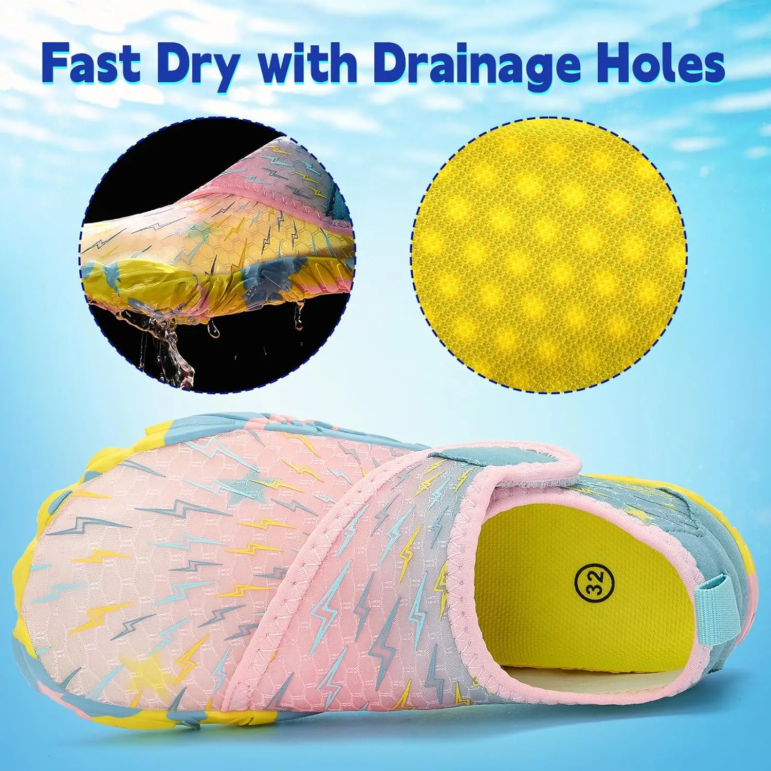 Kids Water Shoes Boys Girls - Wide Toe Box Quick Dry Barefoot Shoes Breathable Non Slip Aqua Athletic Sneakers for Swim Beach Pool Kayak Hiking Sand Walking Travel Essentials (Little Kid/Big Kid)