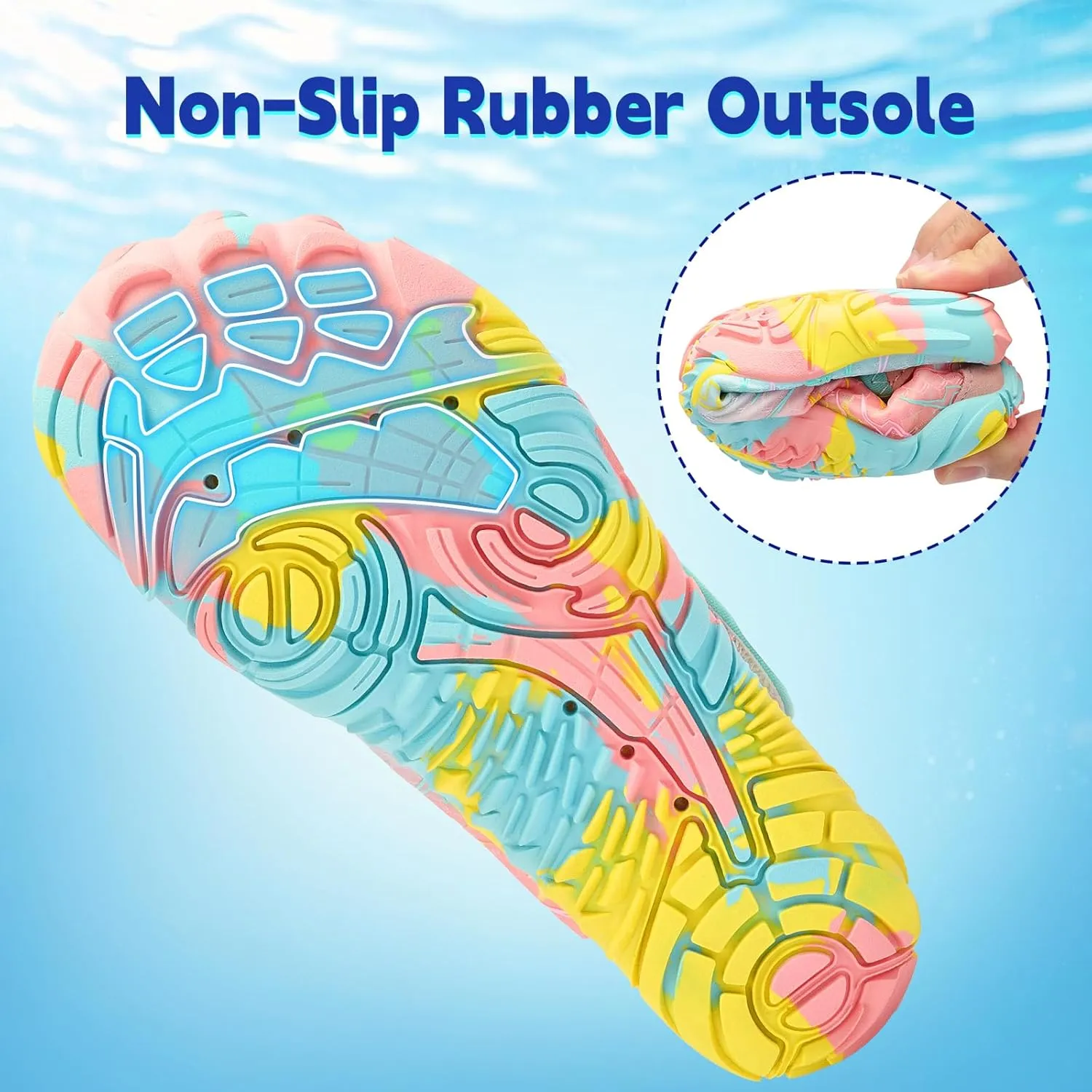 Kids Water Shoes Boys Girls - Wide Toe Box Quick Dry Barefoot Shoes Breathable Non Slip Aqua Athletic Sneakers for Swim Beach Pool Kayak Hiking Sand Walking Travel Essentials (Little Kid/Big Kid)